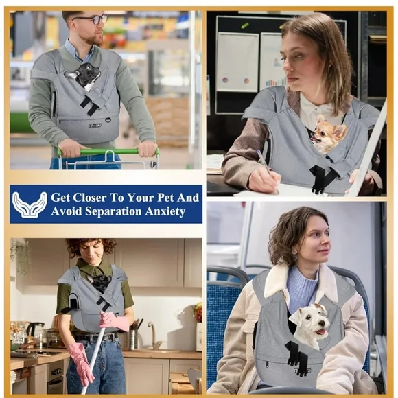 Pets Dog Carrier Sling in Gray by Abrand - Picture 5 of 7